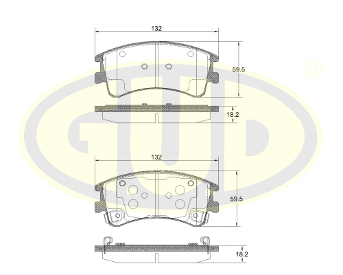 Kit de plaquettes de frein, frein à disque G.U.D. GBP097002