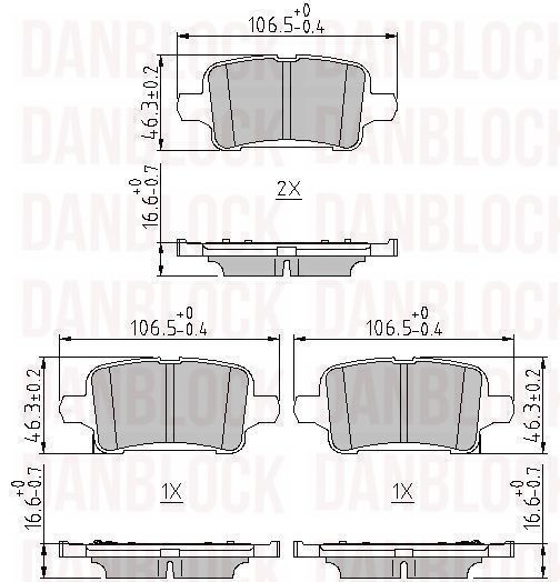 Kit de plaquettes de frein, frein à disque DANBLOCK DB 511322