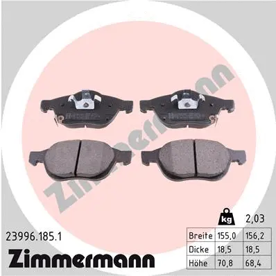 Kit de plaquettes de frein, frein à disque ZIMMERMANN 23996.185.1