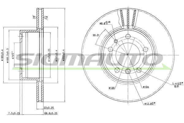 Disque de frein SIGMAUTO DBA211V