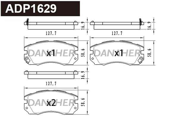 Kit de plaquettes de frein, frein à disque DANAHER ADP1629
