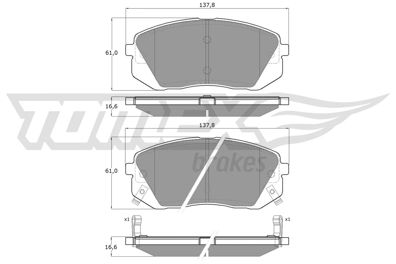 Kit de plaquettes de frein, frein à disque TOMEX Brakes TX 16-44