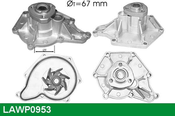 Pompe à eau, refroidissement du moteur LUCAS LAWP0953