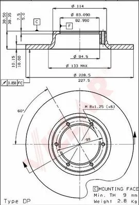Disque de frein VILLAR 628.1144