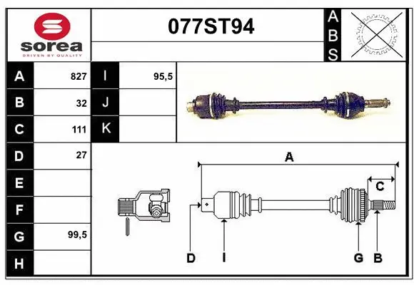 Arbre de transmission STARTCAR 077ST94