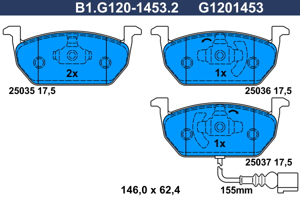 Kit de plaquettes de frein, frein à disque GALFER B1.G120-1453.2
