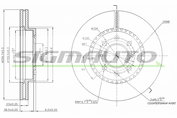 Disque de frein SIGMAUTO DBB281V