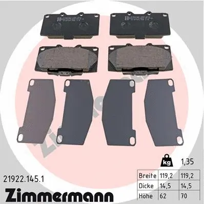 Kit de plaquettes de frein, frein à disque ZIMMERMANN 21922.145.1