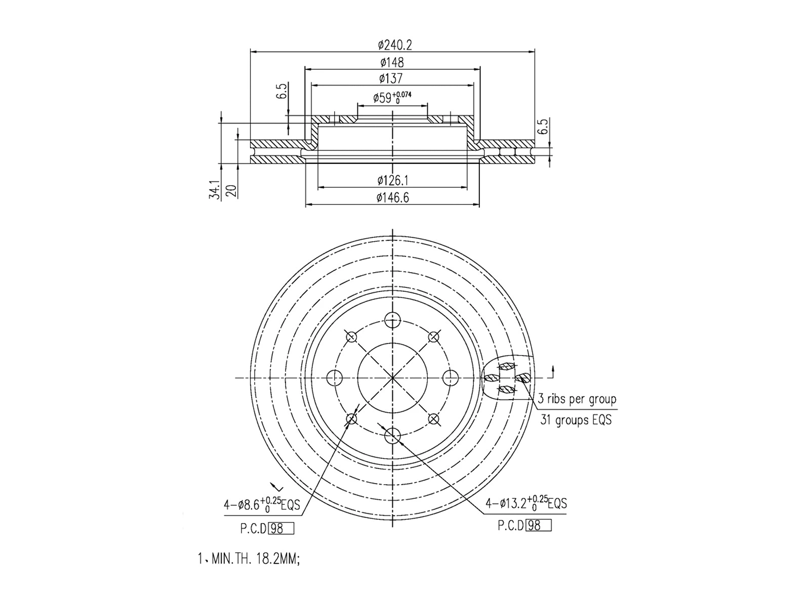 Disque de frein A.Z. Meisterteile AZMT-44-024-1109