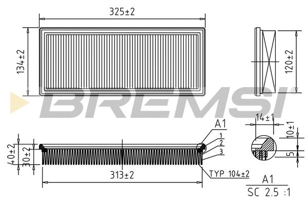Filtre à air BREMSI FA1046