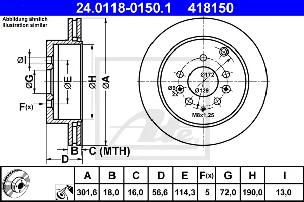 Disque de frein ATE-APAC 24.0118-0150.1
