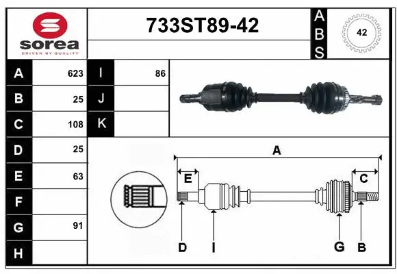 Arbre de transmission STARTCAR 733ST89-42
