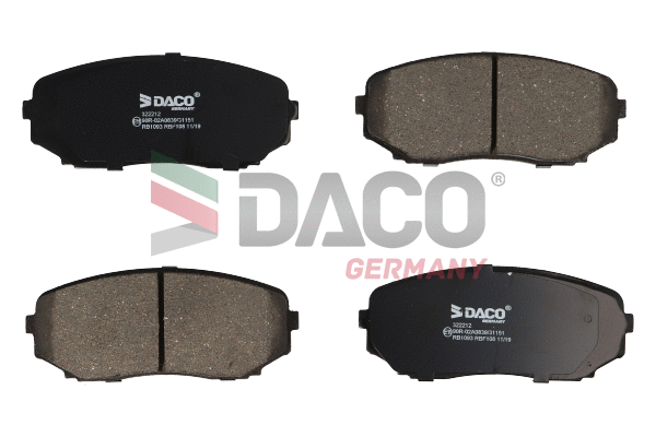 Kit de plaquettes de frein, frein à disque DACO Germany 322212