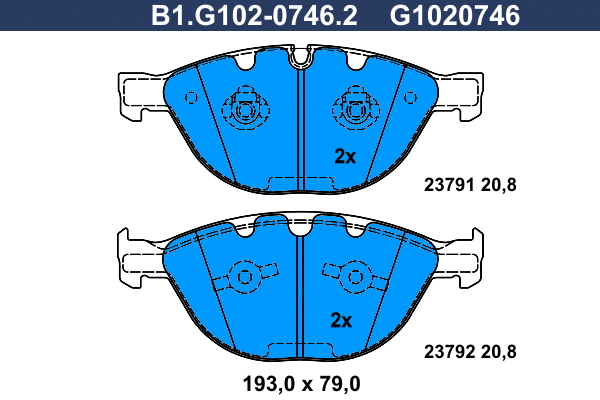 Kit de plaquettes de frein, frein à disque GALFER B1.G102-0746.2