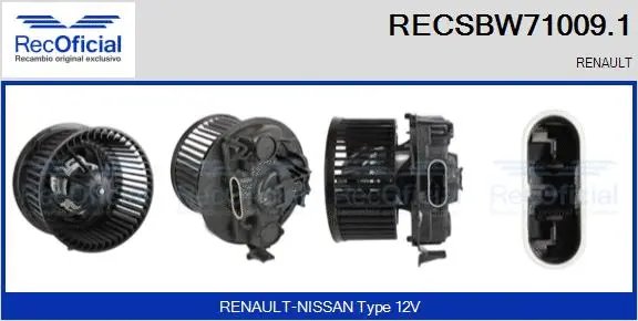 Pulseur d'air habitacle RECOFICIAL RECSBW71009.1