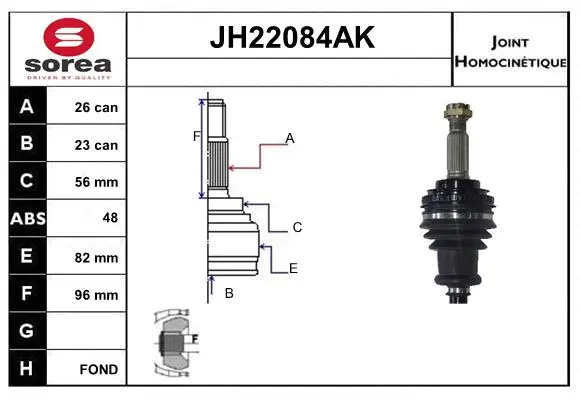 Jeu de joints, arbre de transmission SNRA JH22084AK