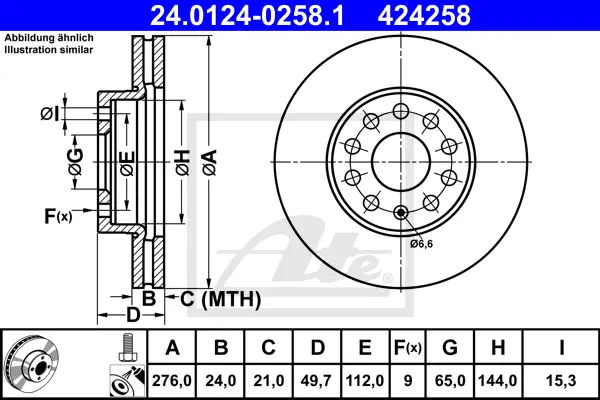 Disque de frein ATE-APAC 24.0124-0258.1
