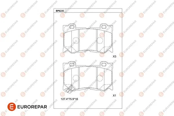Kit de plaquettes de frein, frein à disque EUROREPAR 1681257280