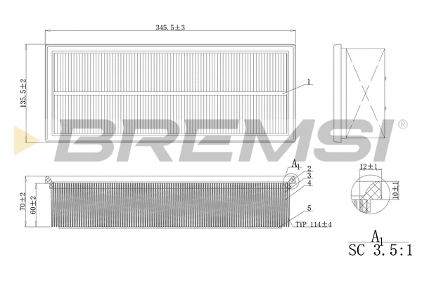 Filtre à air BREMSI FA0215