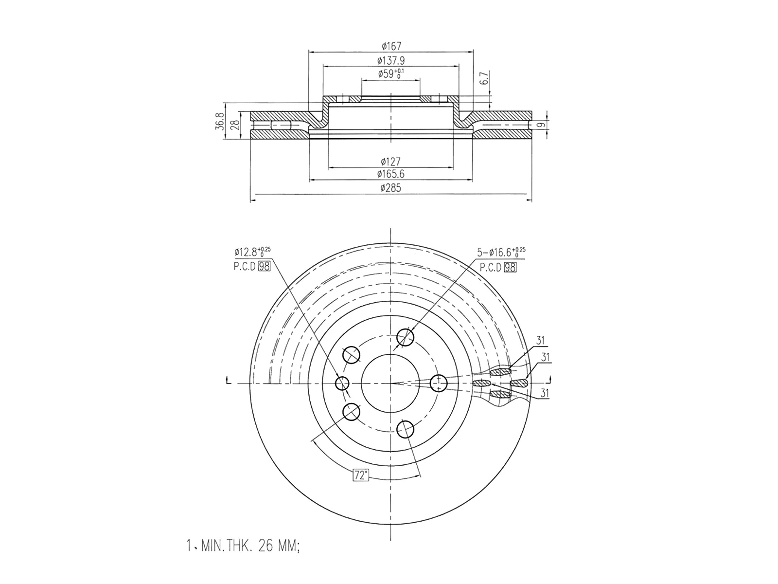Disque de frein A.Z. Meisterteile AZMT-44-024-1098