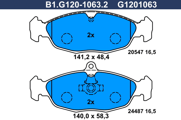 Kit de plaquettes de frein, frein à disque GALFER B1.G120-1063.2