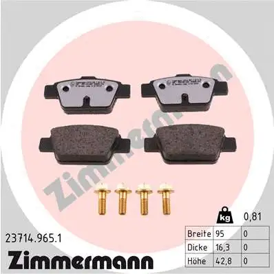 Kit de plaquettes de frein, frein à disque ZIMMERMANN 23714.965.1