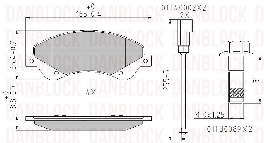Kit de plaquettes de frein, frein à disque DANBLOCK DB 510615