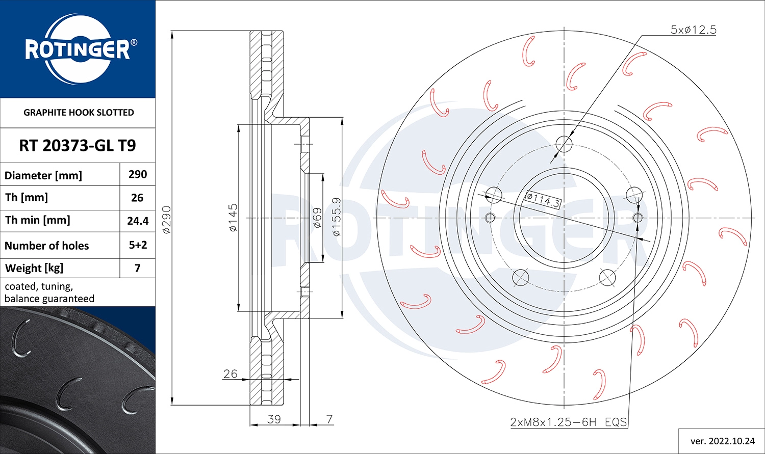 Disque de frein ROTINGER RT 20373-GL T9