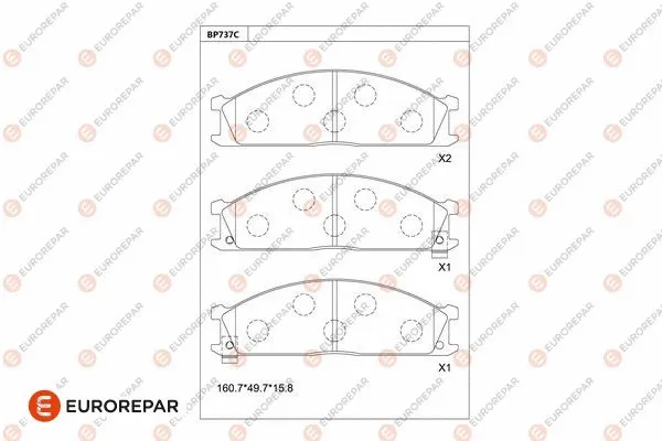Kit de plaquettes de frein, frein à disque EUROREPAR 1681237180