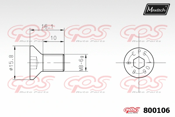 Vis, disque de frein MAXTECH 800106