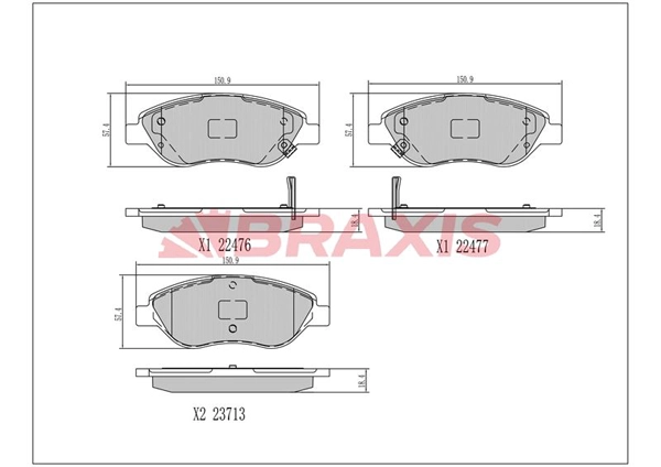 Kit de plaquettes de frein, frein à disque BRAXIS AA0696