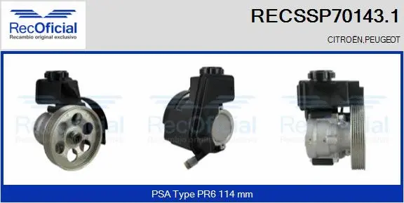 Pompe hydraulique, direction RECOFICIAL RECSSP70143.1