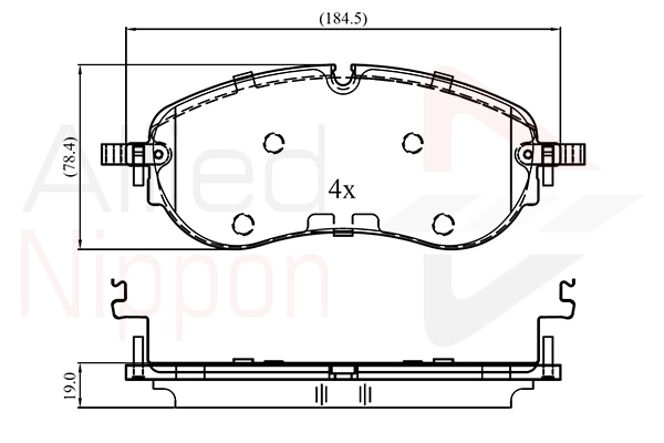 Kit de plaquettes de frein, frein à disque ALLIED NIPPON ADB03413