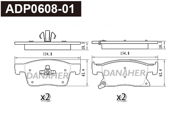 Kit de plaquettes de frein, frein à disque DANAHER ADP0608-01