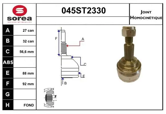 Jeu de joints, arbre de transmission STARTCAR 045ST2330