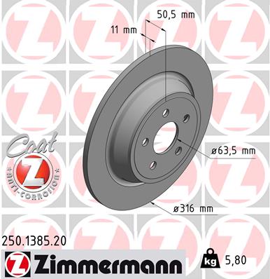 Disque de frein ZIMMERMANN 250.1385.20