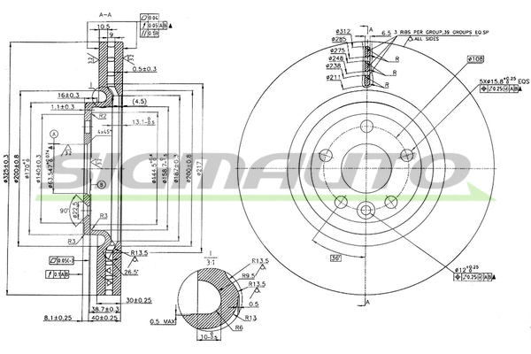Disque de frein SIGMAUTO DBC431V
