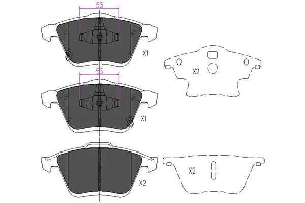 Kit de plaquettes de frein, frein à disque KAVO PARTS KBP-4553