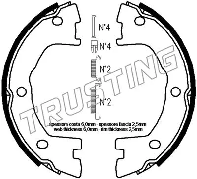 Jeu de mâchoires de frein, frein de stationnement TRUSTING 034.120K