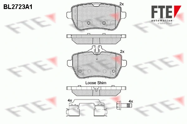 Kit de plaquettes de frein, frein à disque FTE 9010948