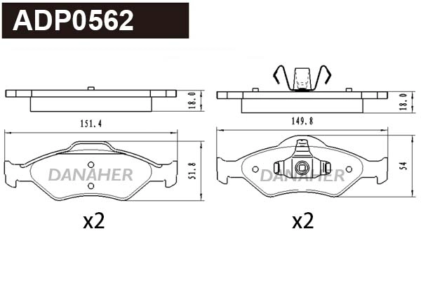 Kit de plaquettes de frein, frein à disque DANAHER ADP0562