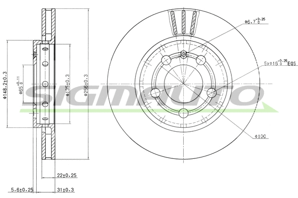 Disque de frein SIGMAUTO DBB154V