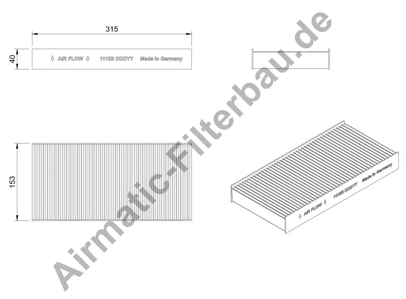 Filtre, air de l'habitacle AIRMATIC Filterbau IF1112B
