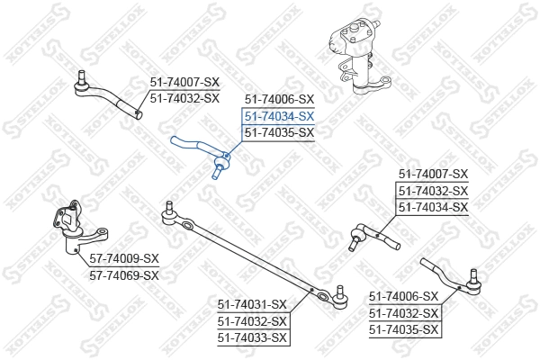 Rotule de barre de connexion STELLOX 51-74034-SX
