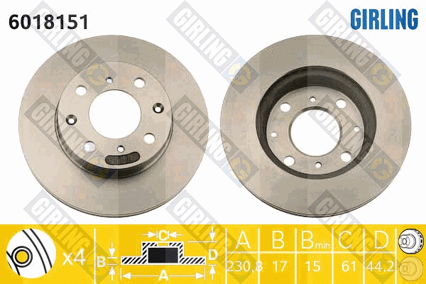 Disque de frein GIRLING 6018151