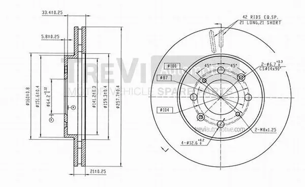 Disque de frein TREVI AUTOMOTIVE BD1221