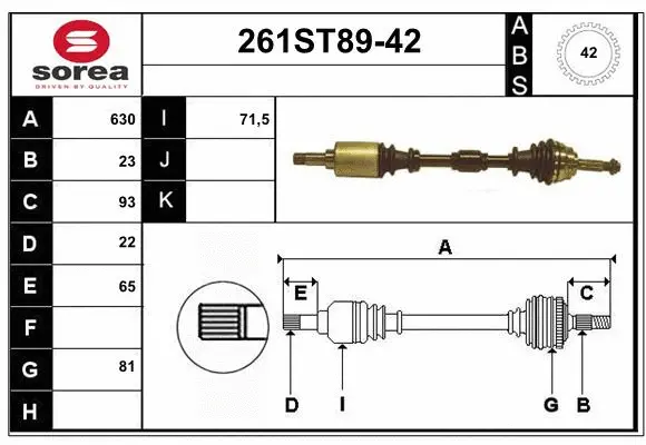 Arbre de transmission STARTCAR 261ST89-42