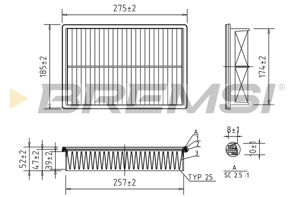 Filtre à air BREMSI FA1703