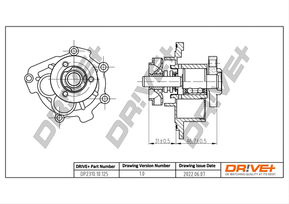 Pompe à eau, refroidissement du moteur Dr!ve+ DP2310.10.125