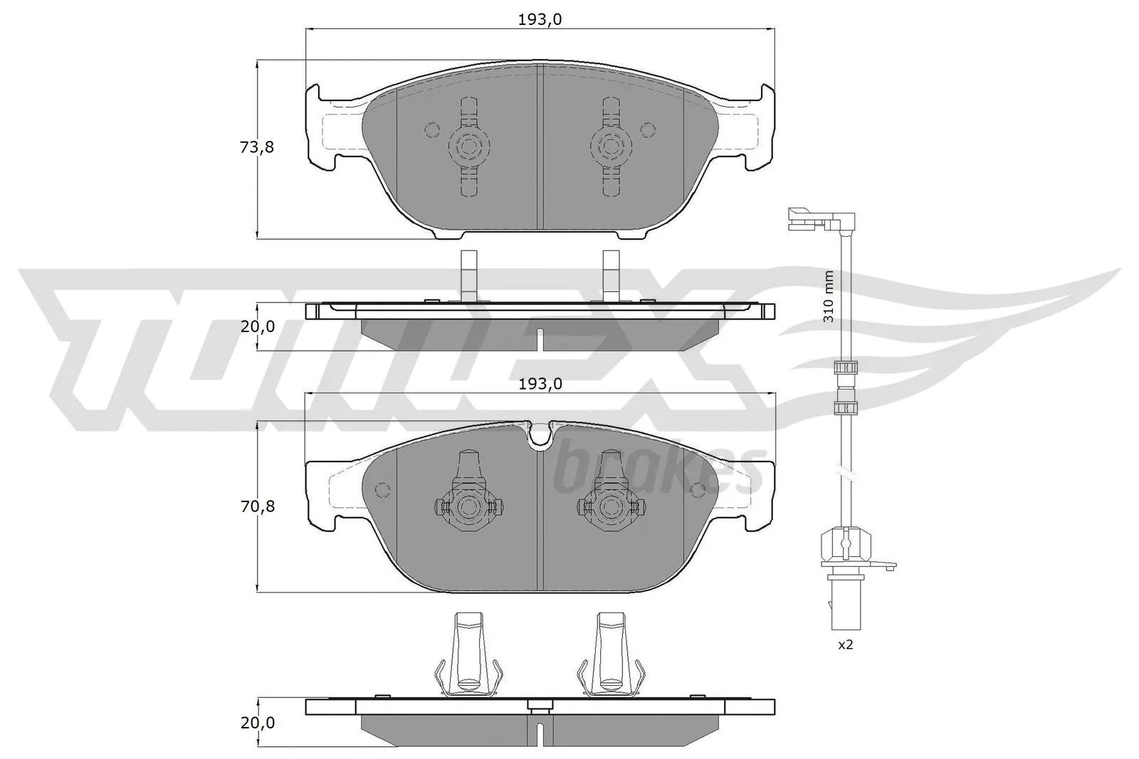 Kit de plaquettes de frein, frein à disque TOMEX Brakes TX 16-83